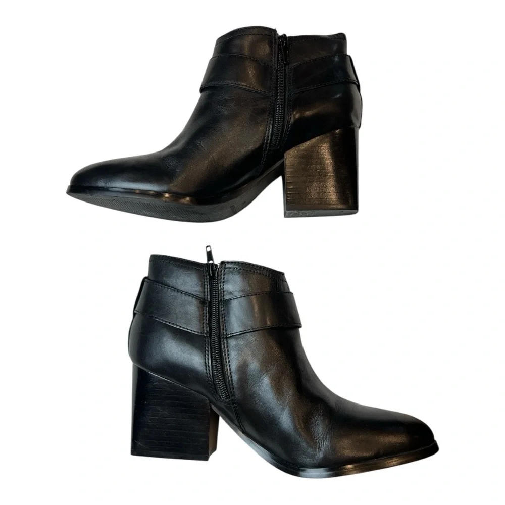 Marc Fisher Black Leather Booties VANQAR Pointed Toe - Women’s Sz 8M
